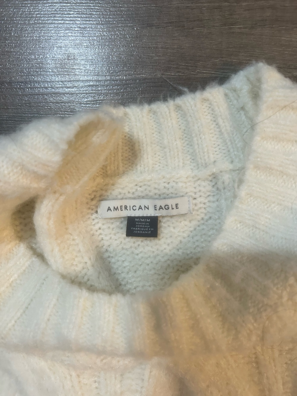 American Eagle Women’s Sweater Cream Cable Knit - Size Medium - Picture 2 of 6